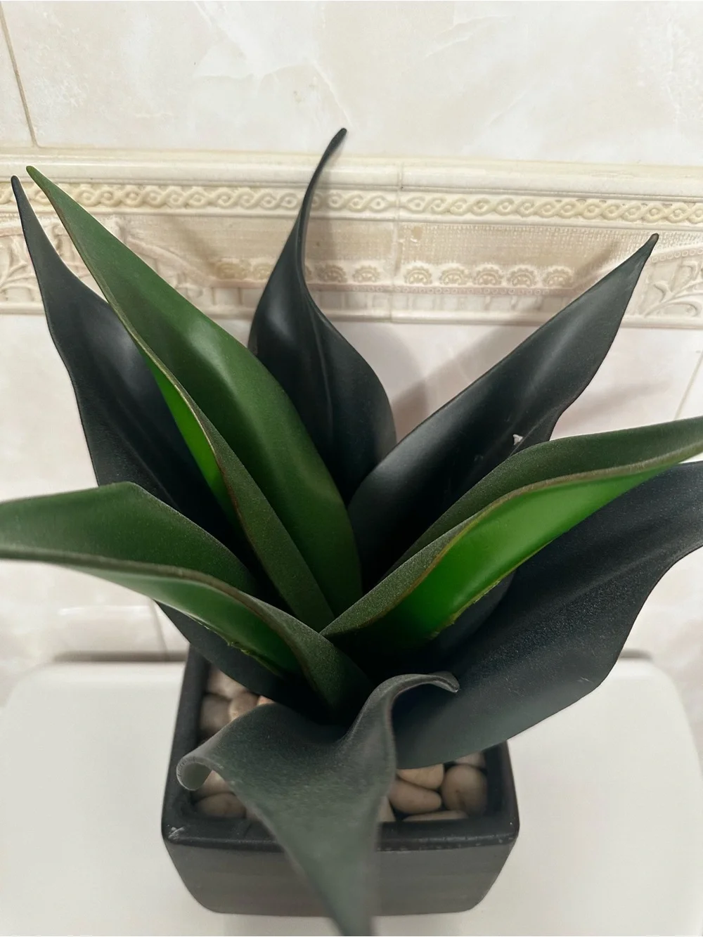 12” Agave Succulent Artificial Plant Home Decor In Black Square Planter